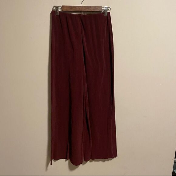 & other stories Ribbed Wide Leg Maroon Wine Pants- Size XS - Picture 2 of 13